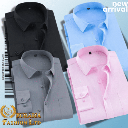Men’s Premium Formal Shirt -Black, Sky Blue, Pink & Ash.
