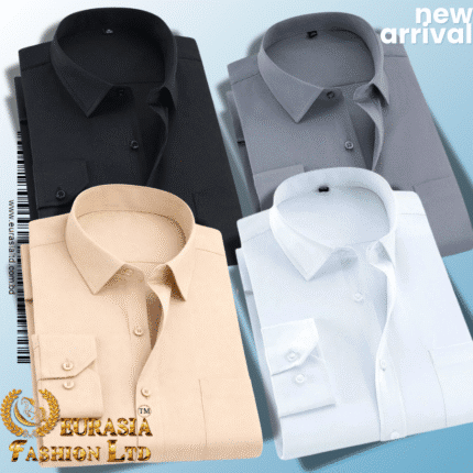 Men’s Premium Formal Shirt -Black , White , Biscuit & Ash.