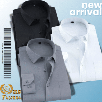 Men’s Premium Formal Shirt -Black , White & Ash