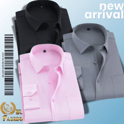 Men’s Premium Formal Shirt -Black, Pink & Ash.