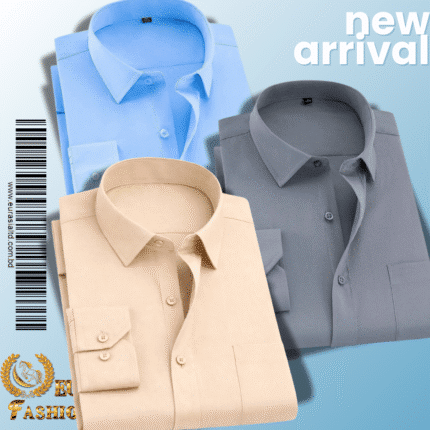 Men’s Premium Formal Shirt -Biscuit, Sky Blue & Ash.