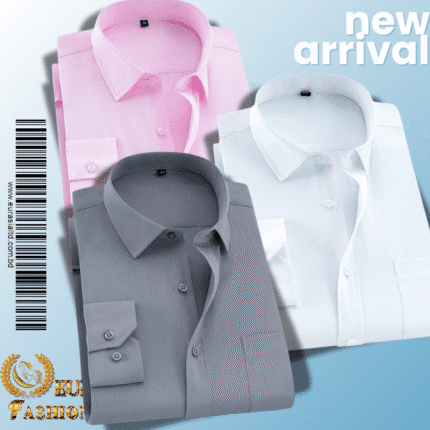 Men’s Premium Formal Shirt -White, Ash & Pink.