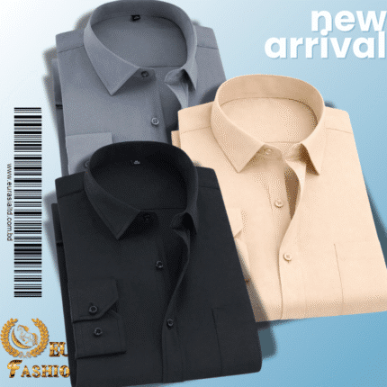 Men’s Premium Formal Shirt -Black, Biscuit & Ash