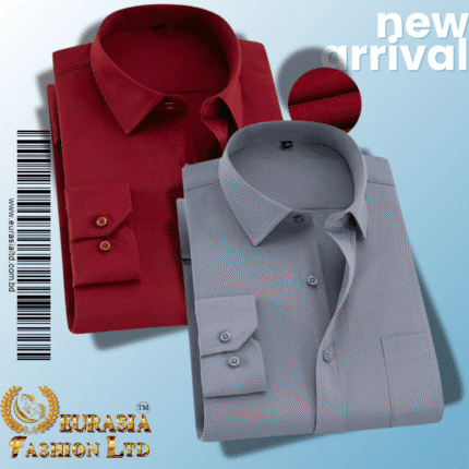 Men’s Premium Formal Shirt -Maroon & Ash.
