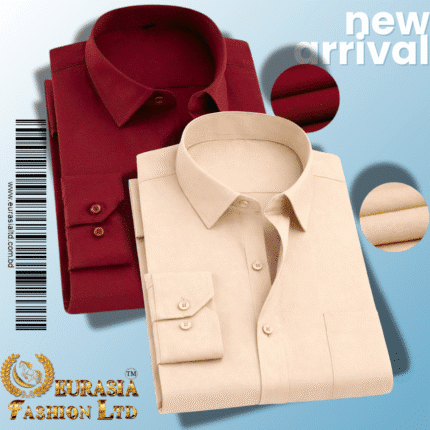 Men’s Premium Formal Shirt -Maroon & Biscuit.