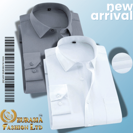 Men’s Premium Formal Shirt -White & Ash.