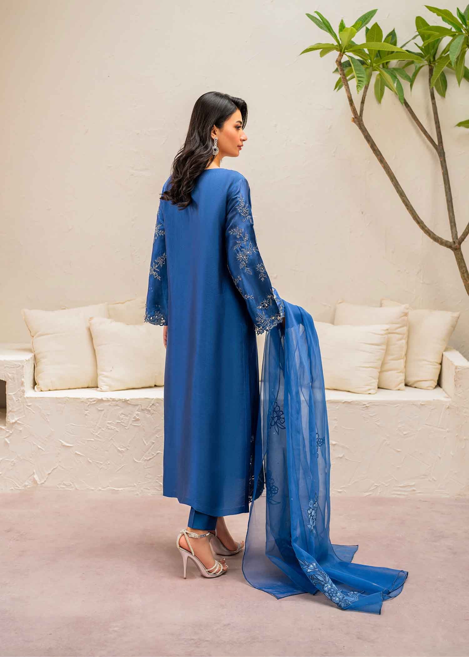 Saga_Blue_Luxury_Dress_For_Women.jpg SAGA BLUE - Image 1