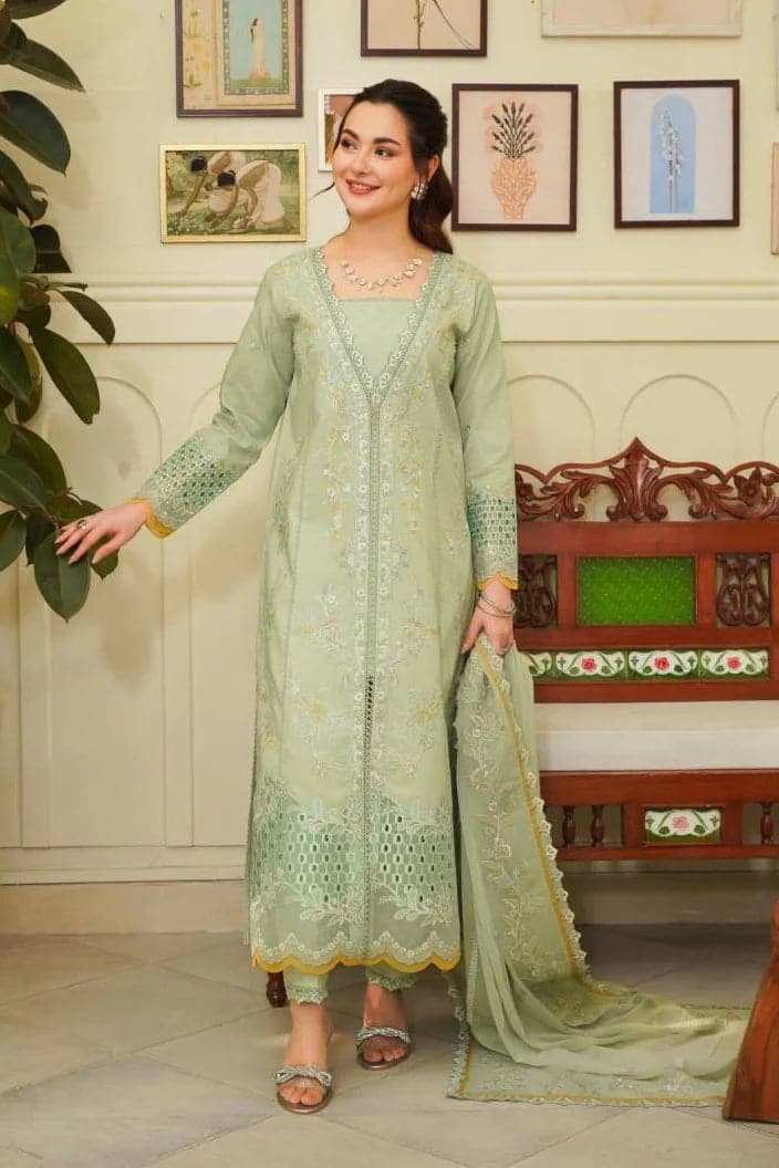 fez-mint-dress-for-girls.jpg 3 PIECE EMBROIDERED FEZ MINT GREEN - JEEM - Image 1