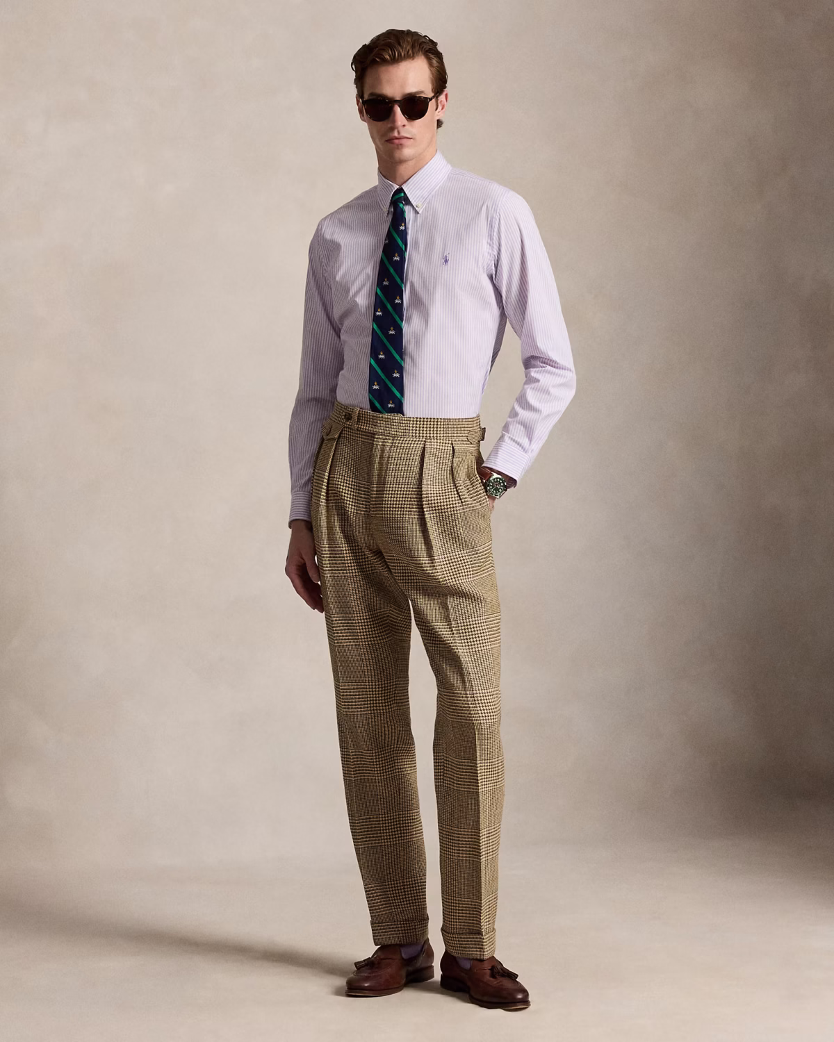 Custom Fit Striped Stretch Poplin Shirt (Colour: Powder Purple/White) - Image 4