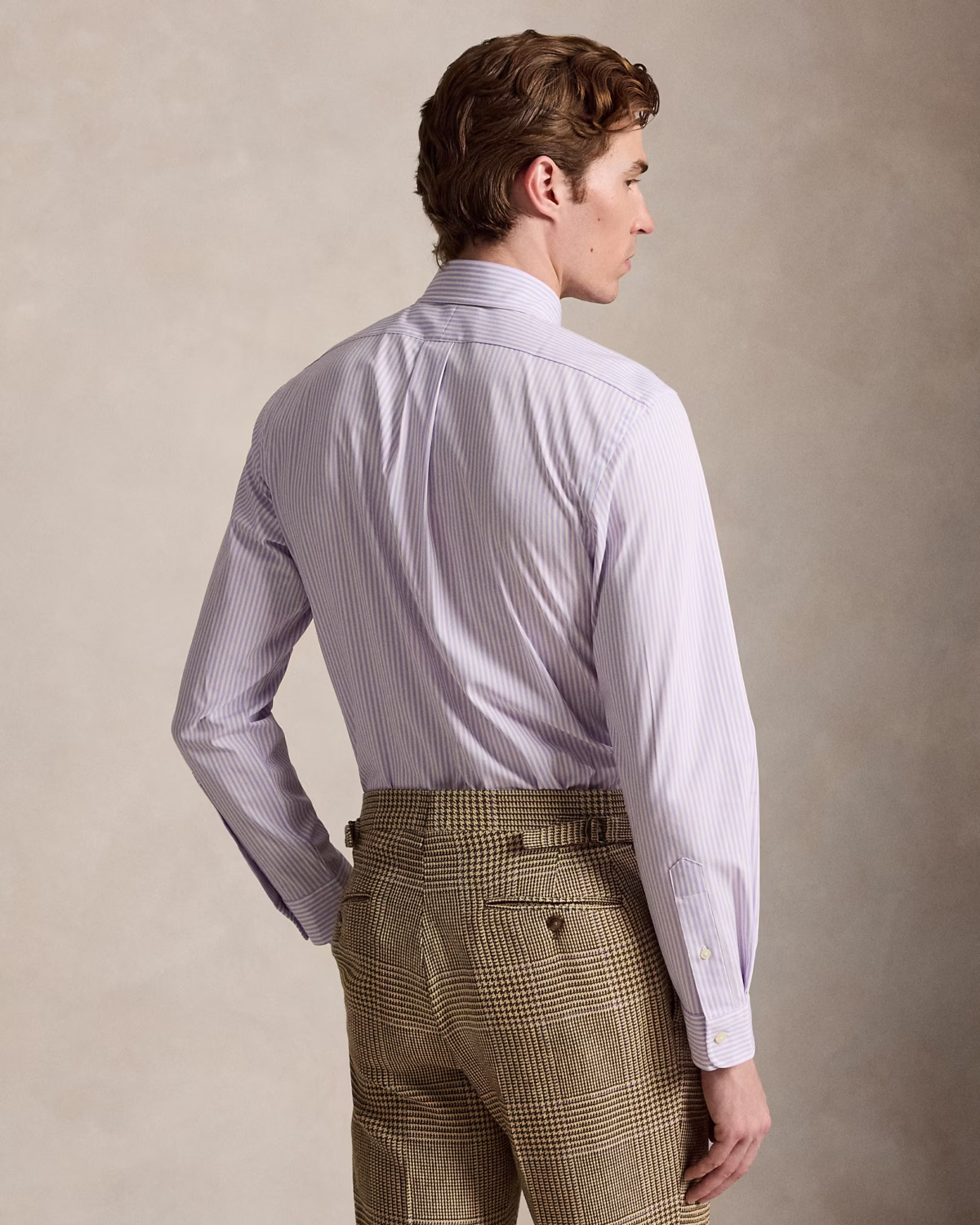 Custom Fit Striped Stretch Poplin Shirt (Colour: Powder Purple/White) - Image 3