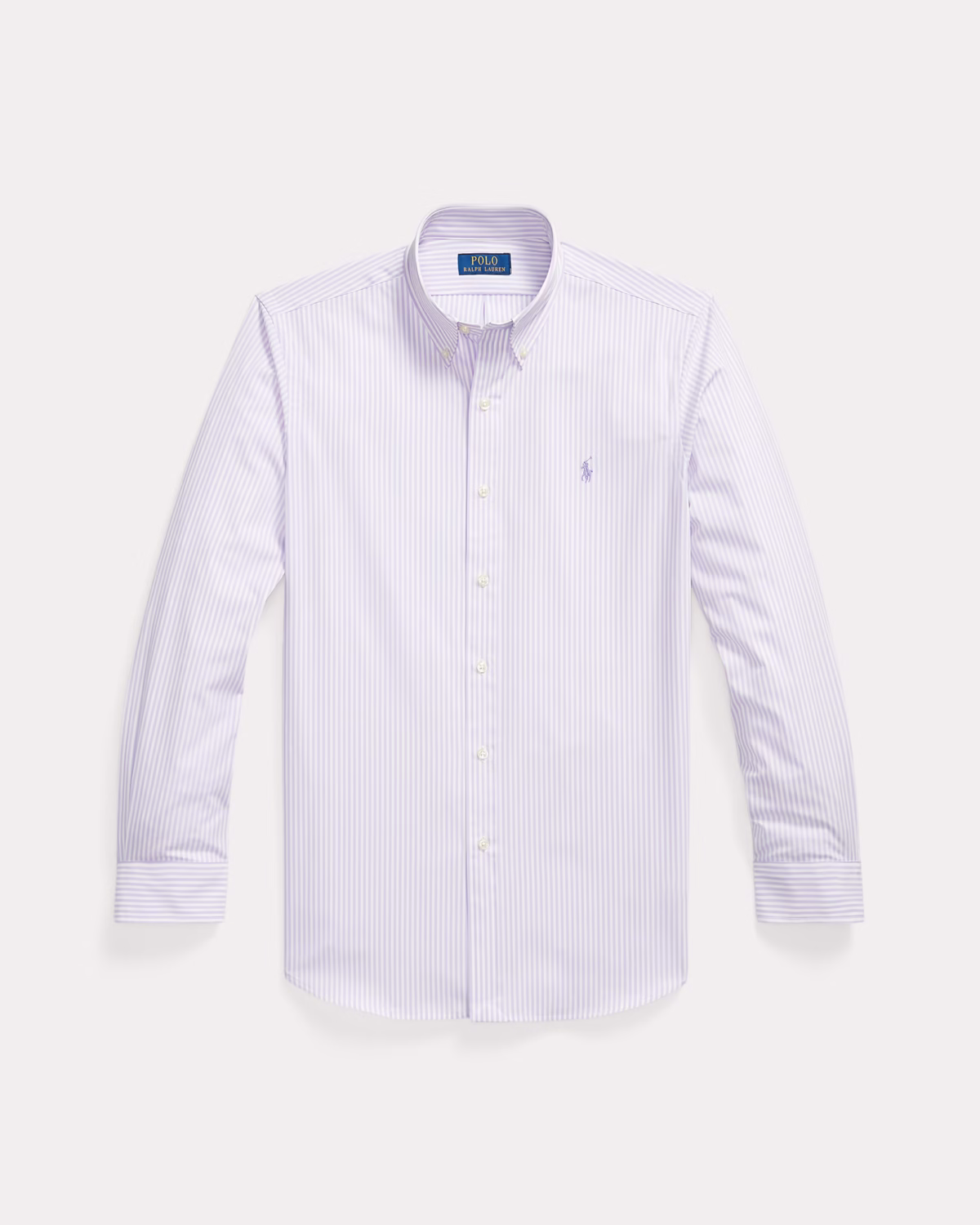 Custom Fit Striped Stretch Poplin Shirt (Colour: Powder Purple/White) - Image 5