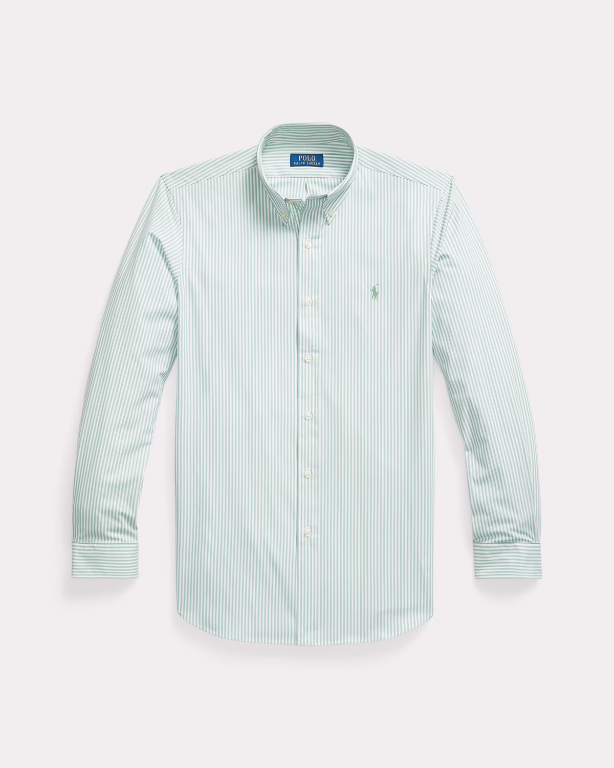Custom Fit Striped Stretch Poplin Shirt (Colour: Essex Green/White) - Image 5