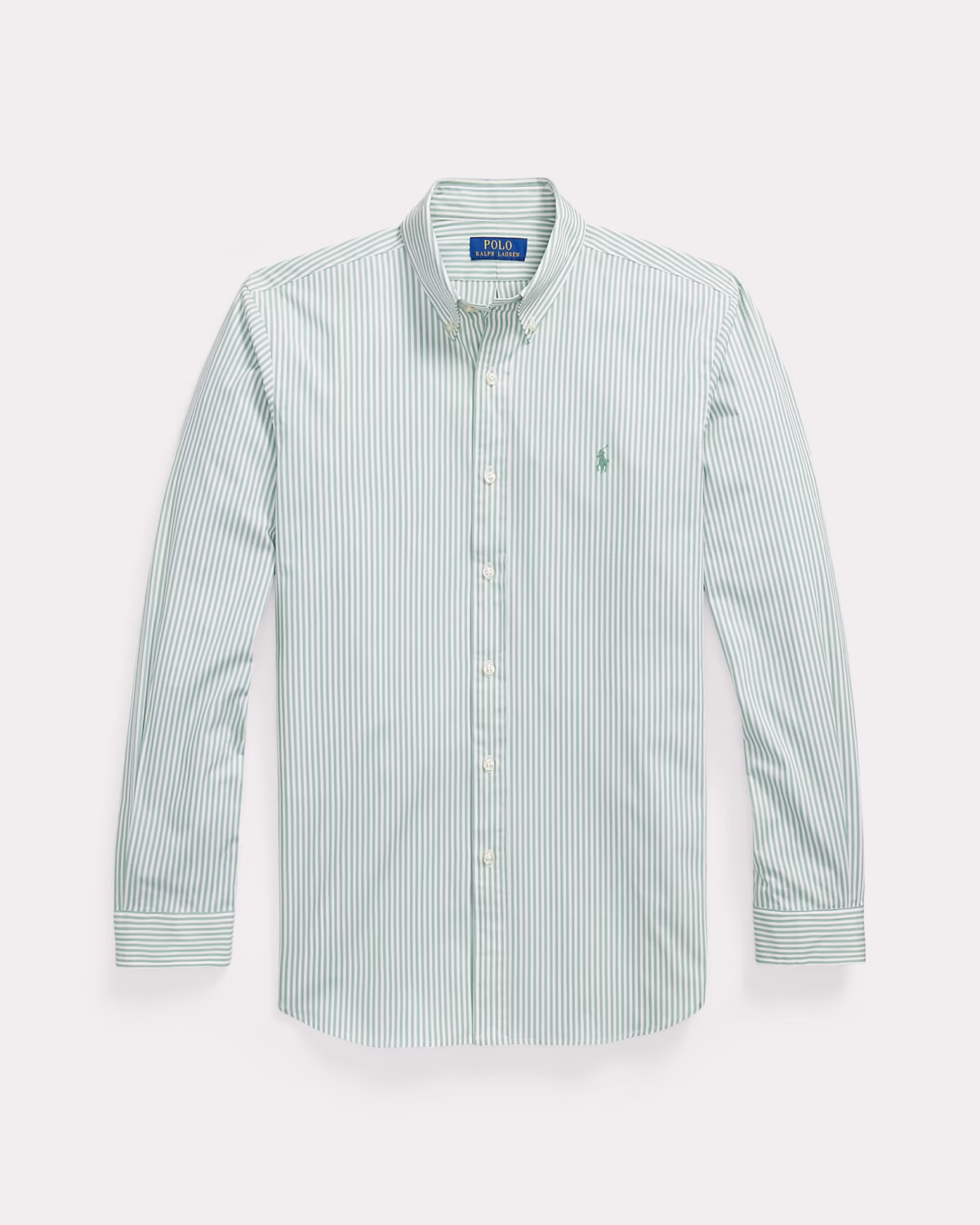 Custom Fit Striped Stretch Poplin Shirt (Colour: Faded Mint/White) - Image 4