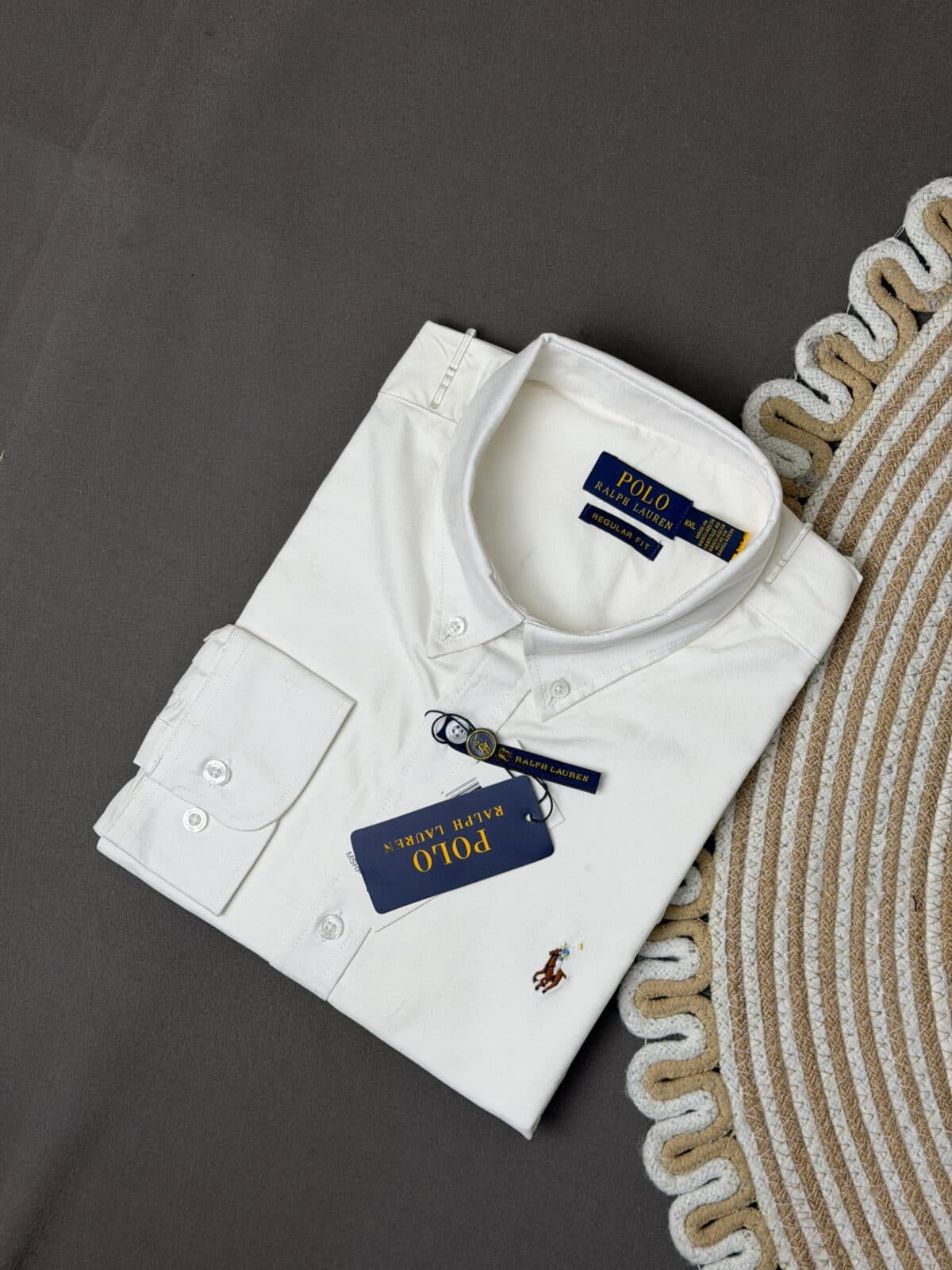 Slim Fit Garment-Dyed Oxford Shirt-White - Image 2