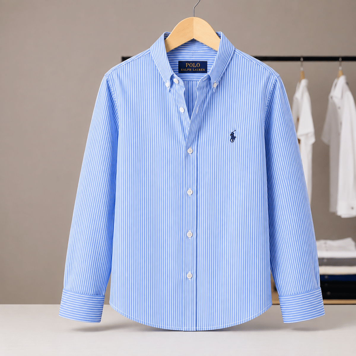 2 Pes Combo- Custom Fit Striped Stretch Poplin Shirt (Colour: Pink/Blue) - Image 2