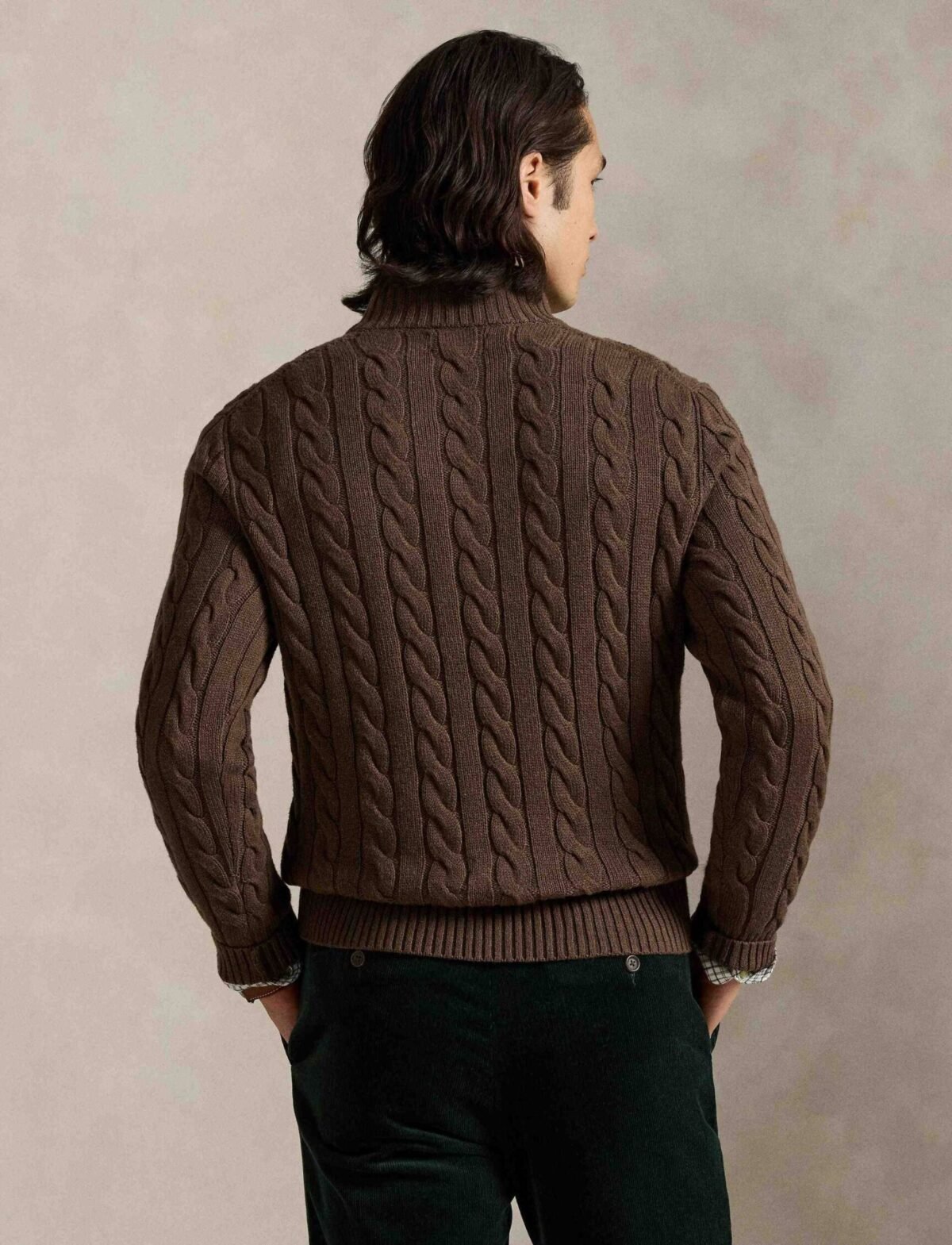 Polo Ralph Lauren Cable-Knit Cotton Quarter-Zip Sweater -Coffec - Image 4