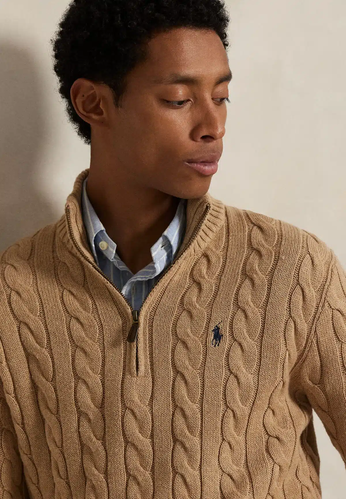 Polo Ralph Lauren Cable-Knit Cotton Quarter-Zip Sweater -Beige - Image 2