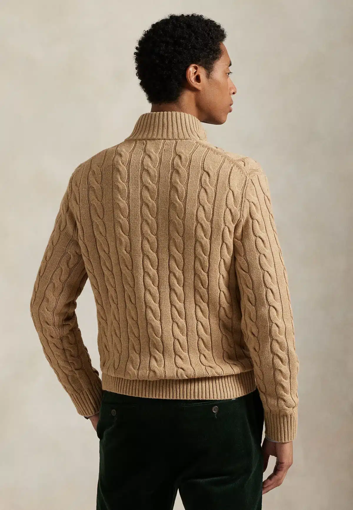 Polo Ralph Lauren Cable-Knit Cotton Quarter-Zip Sweater -Beige - Image 3