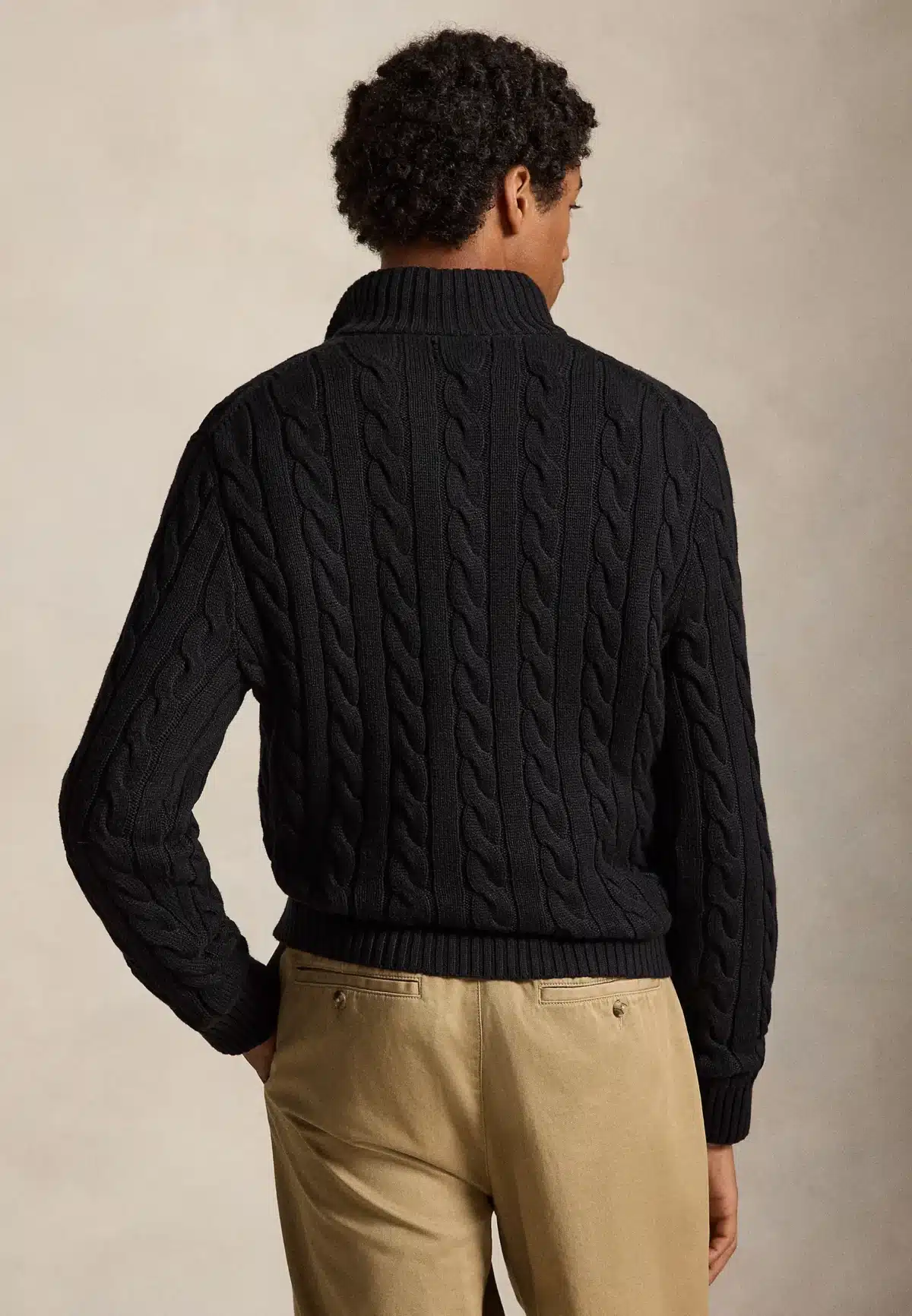 Polo Ralph Lauren Cable-Knit Cotton Quarter-Zip Sweater -Black - Image 2