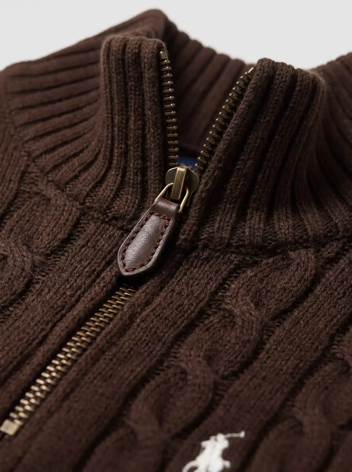 Polo Ralph Lauren Cable-Knit Cotton Quarter-Zip Sweater -Coffec - Image 2