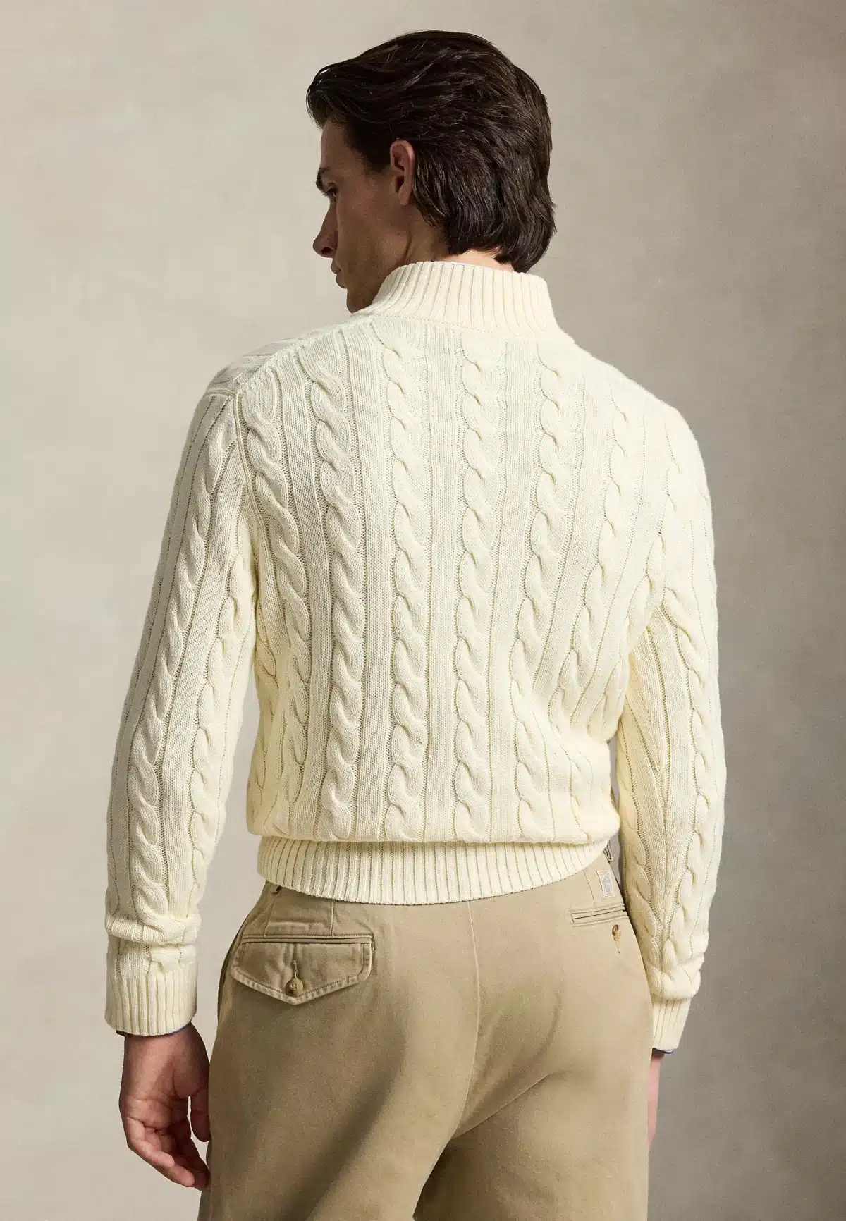 Polo Ralph Lauren Cable-Knit Cotton Quarter-Zip Sweater -Off White - Image 3