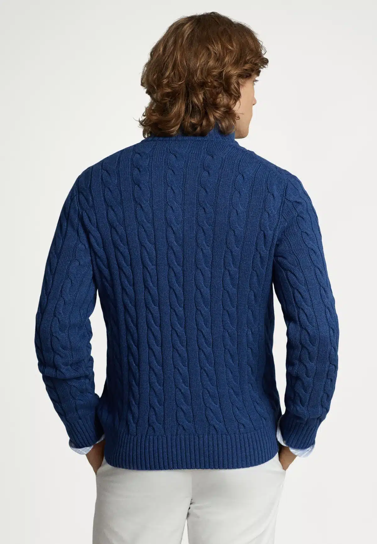 Polo Ralph Lauren Cable-Knit Cotton Quarter-Zip Sweater -Blue - Image 3