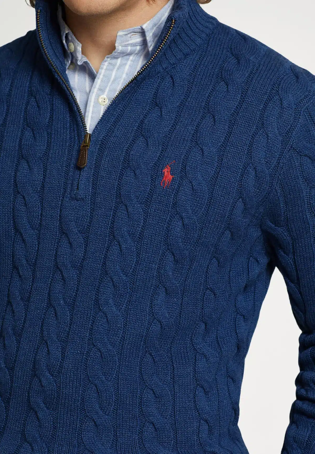 Polo Ralph Lauren Cable-Knit Cotton Quarter-Zip Sweater -Blue - Image 2