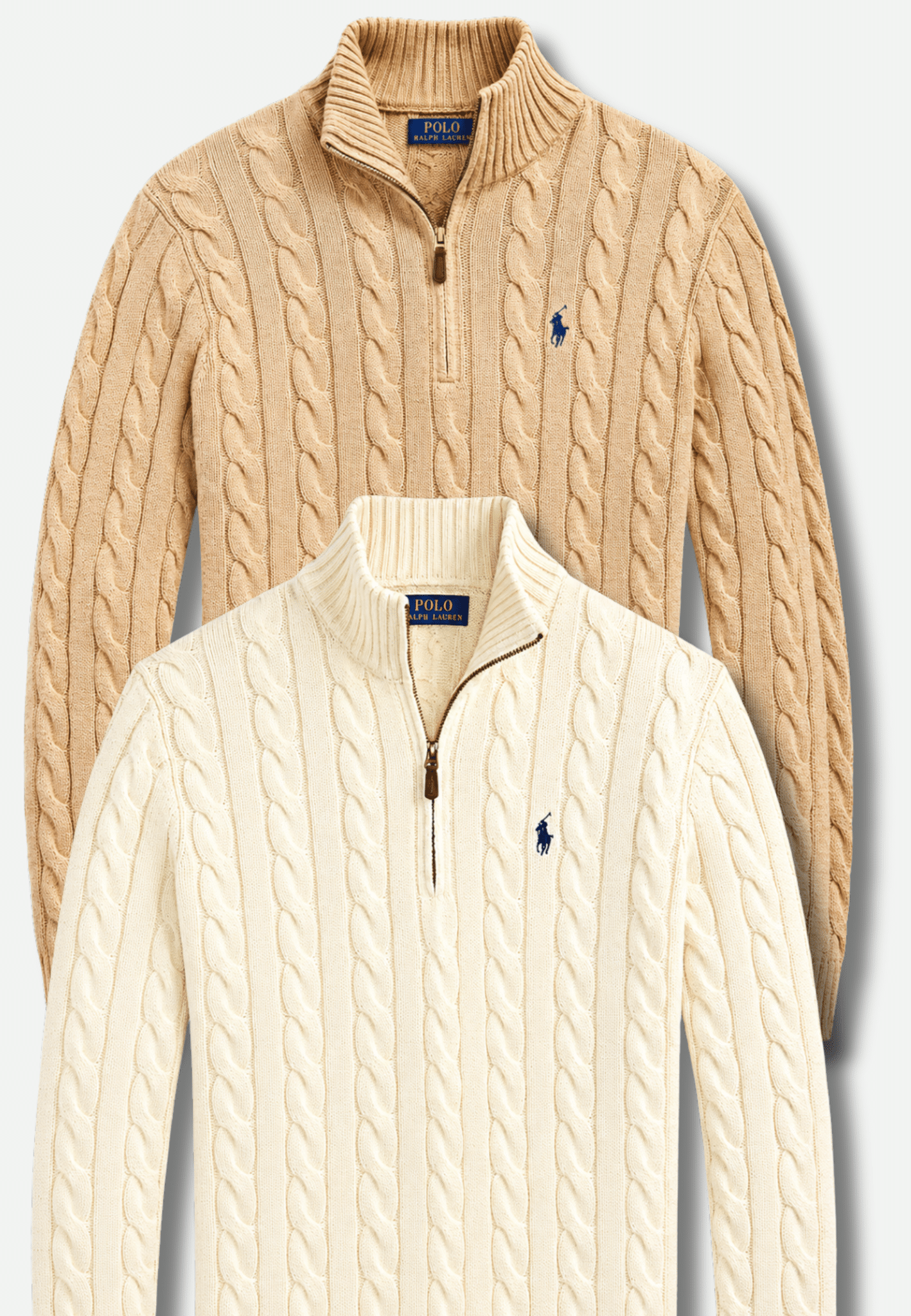 8_20261001_155619_0007 2 Pes Combo- Polo Ralph Lauren Cable-Knit Cotton Quarter-Zip Sweater - Image 1